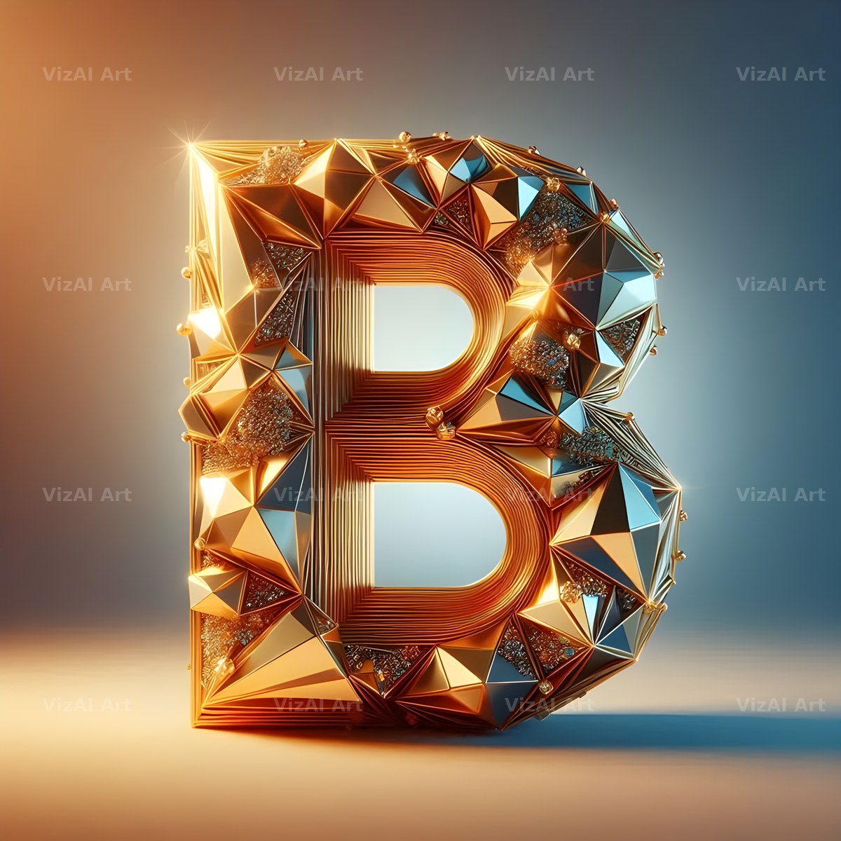 Golden Crystal alphabet letter B