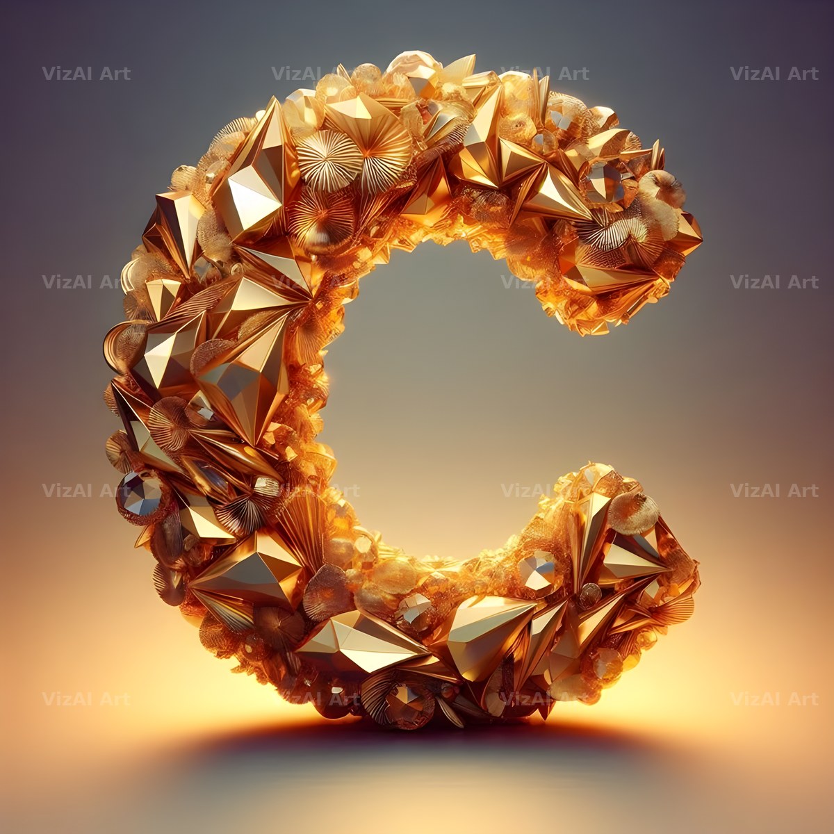Golden Crystal alphabet letter C