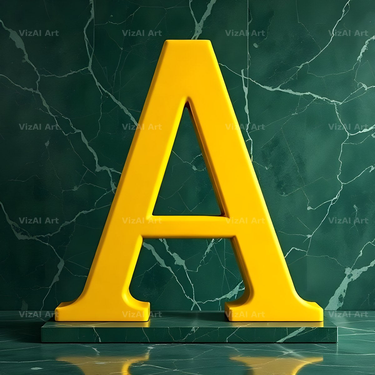 Gold Porcelain Marble alphabet letter A