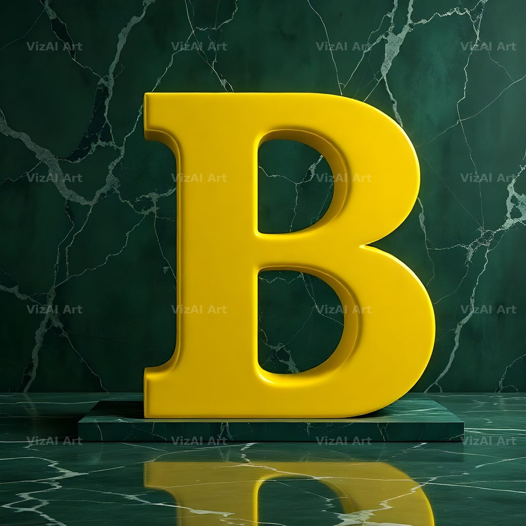 Gold Porcelain Marble alphabet letter B