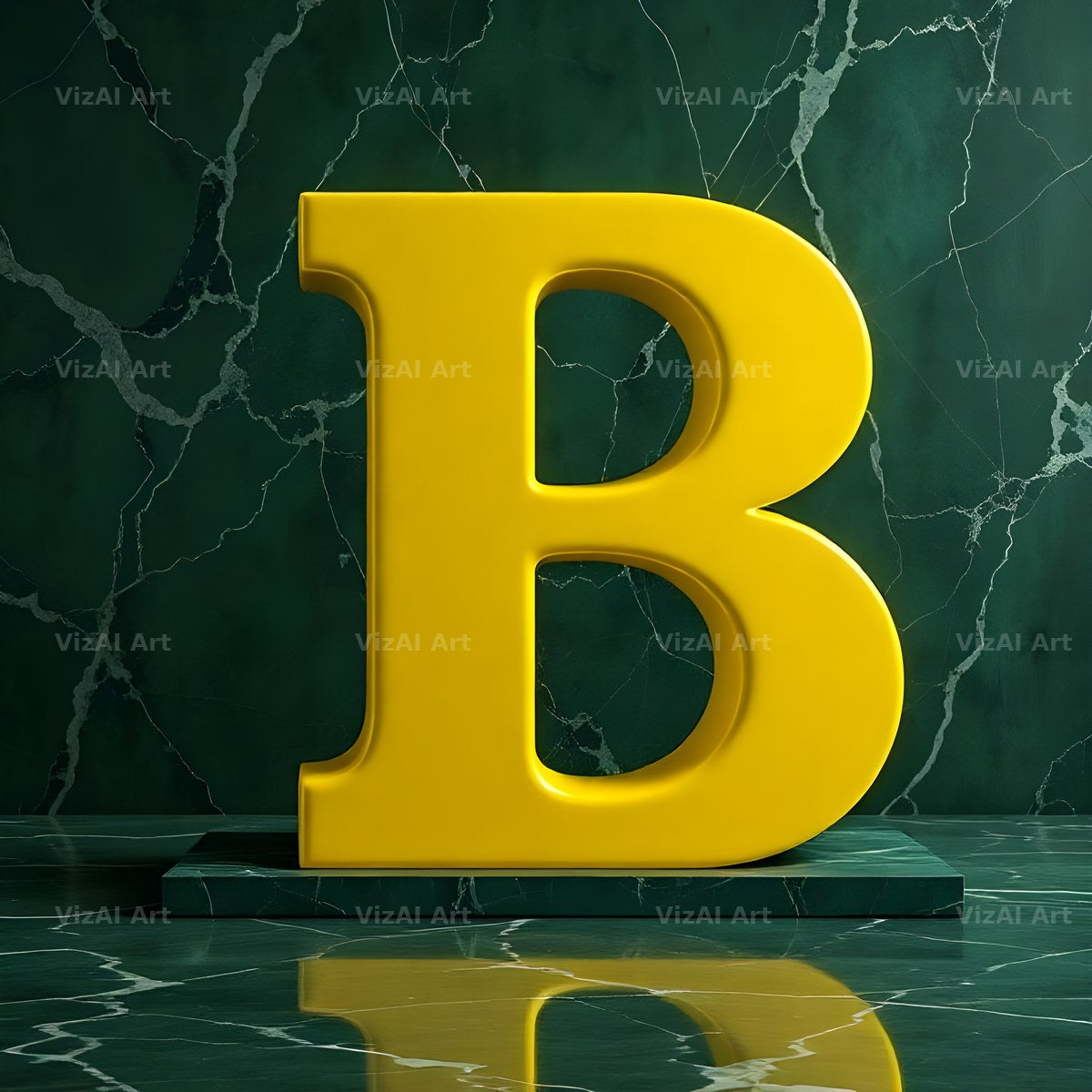 Gold Porcelain Marble alphabet letter B