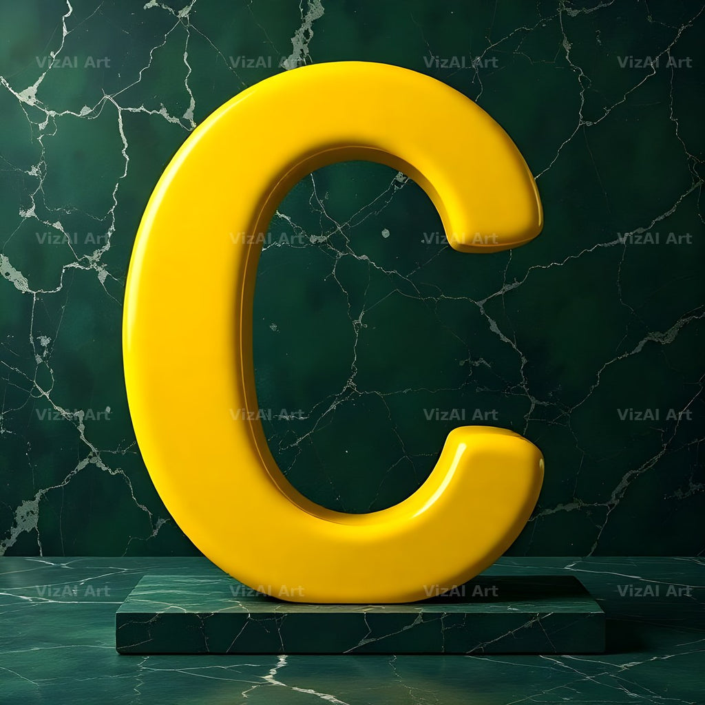 Gold Porcelain Marble alphabet letter C