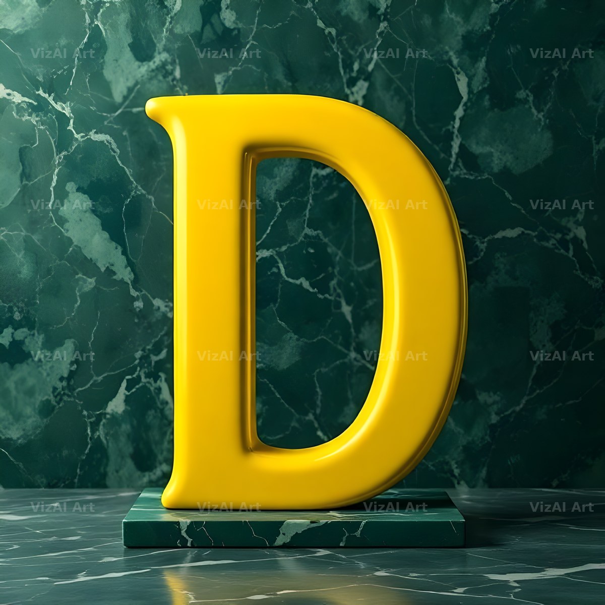 Gold Porcelain Marble alphabet letter D