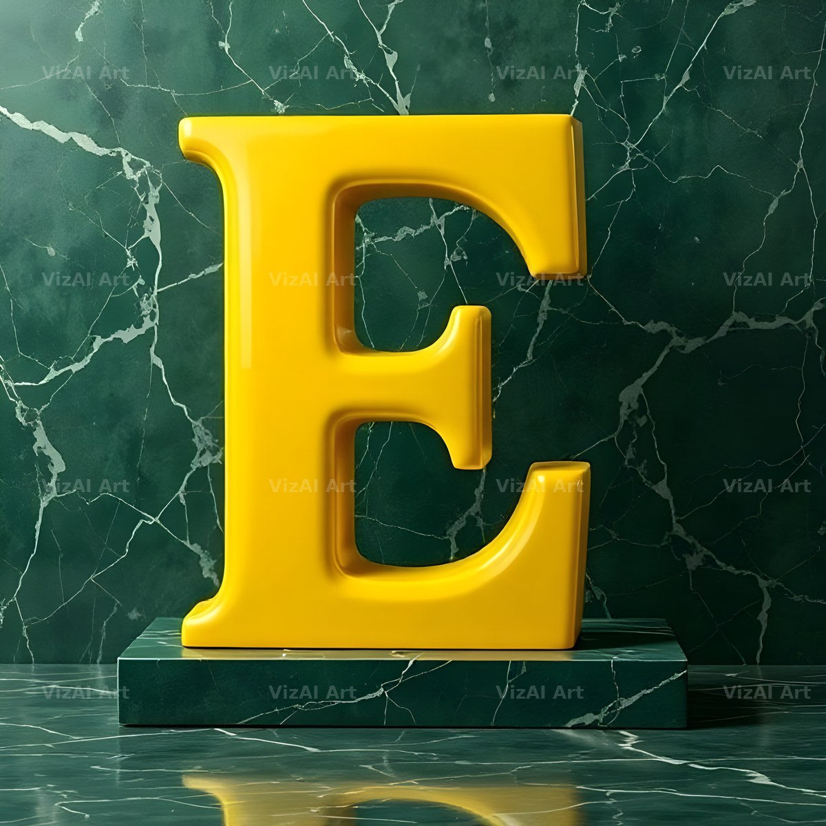 Gold Porcelain Marble alphabet letter E