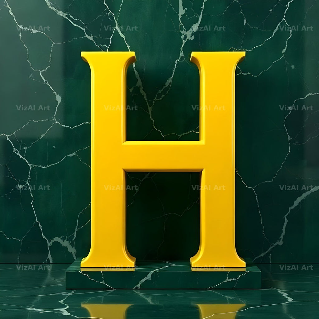 Gold Porcelain Marble alphabet letter H