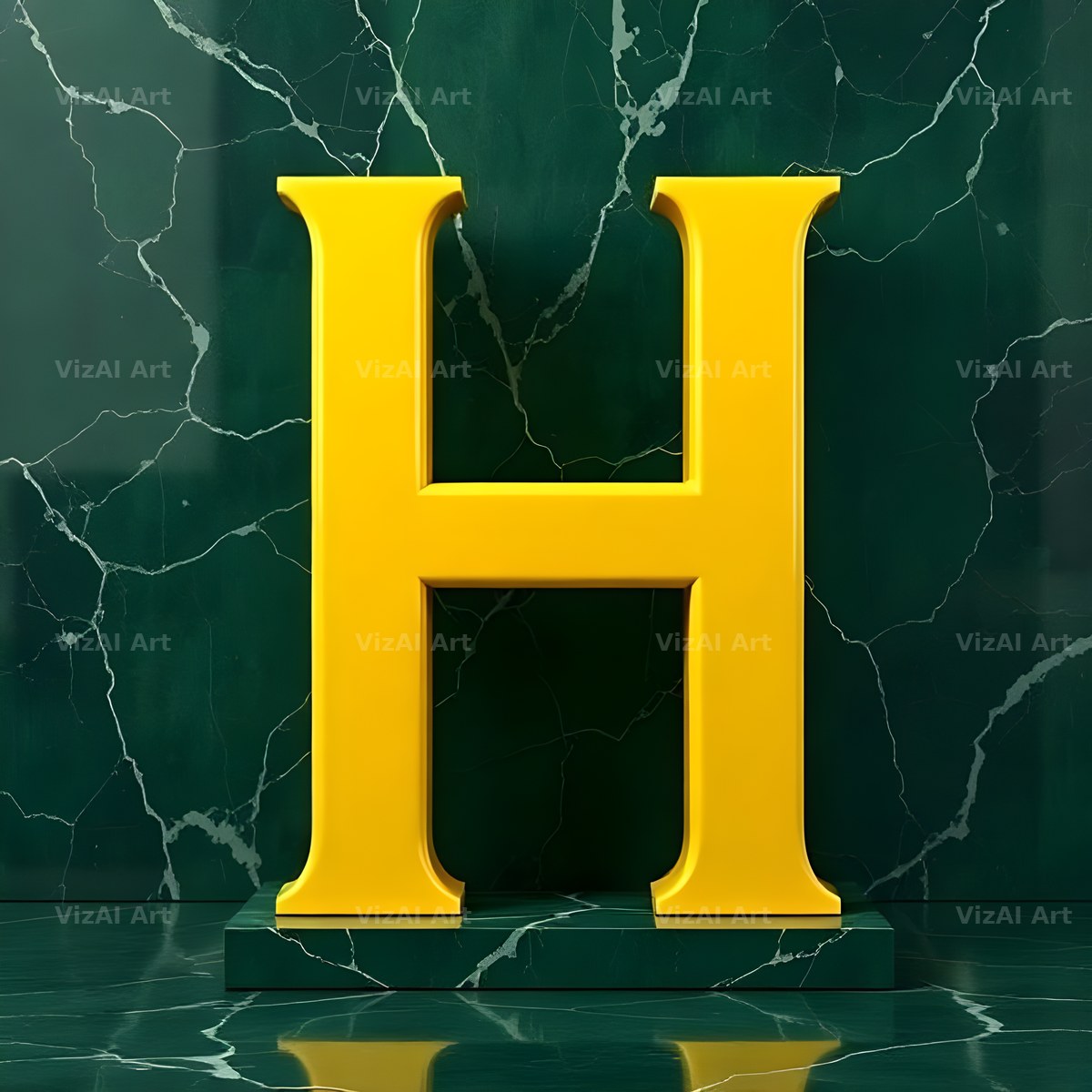 Gold Porcelain Marble alphabet letter H