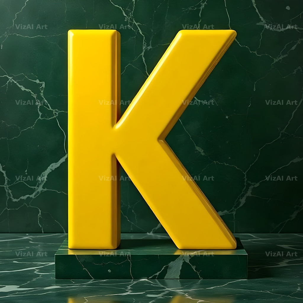 Gold Porcelain Marble alphabet letter K