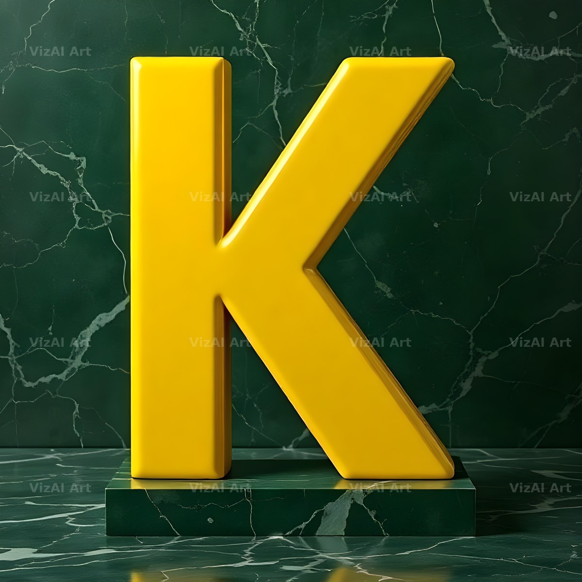 Gold Porcelain Marble alphabet letter K