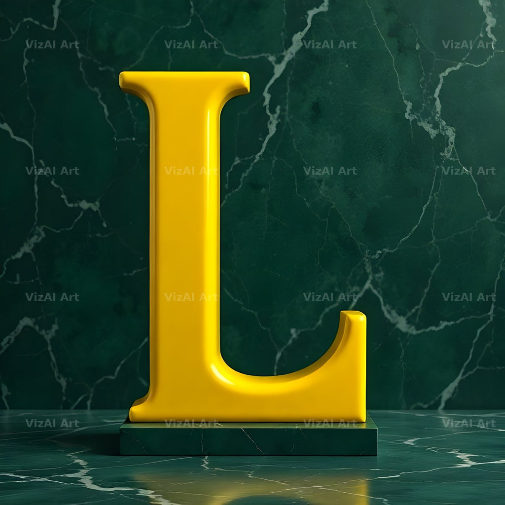 Gold Porcelain Marble alphabet letter L