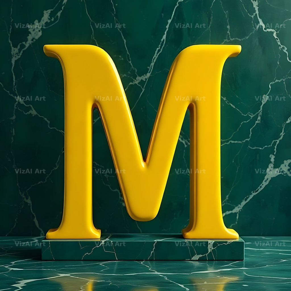 Gold Porcelain Marble alphabet letter M