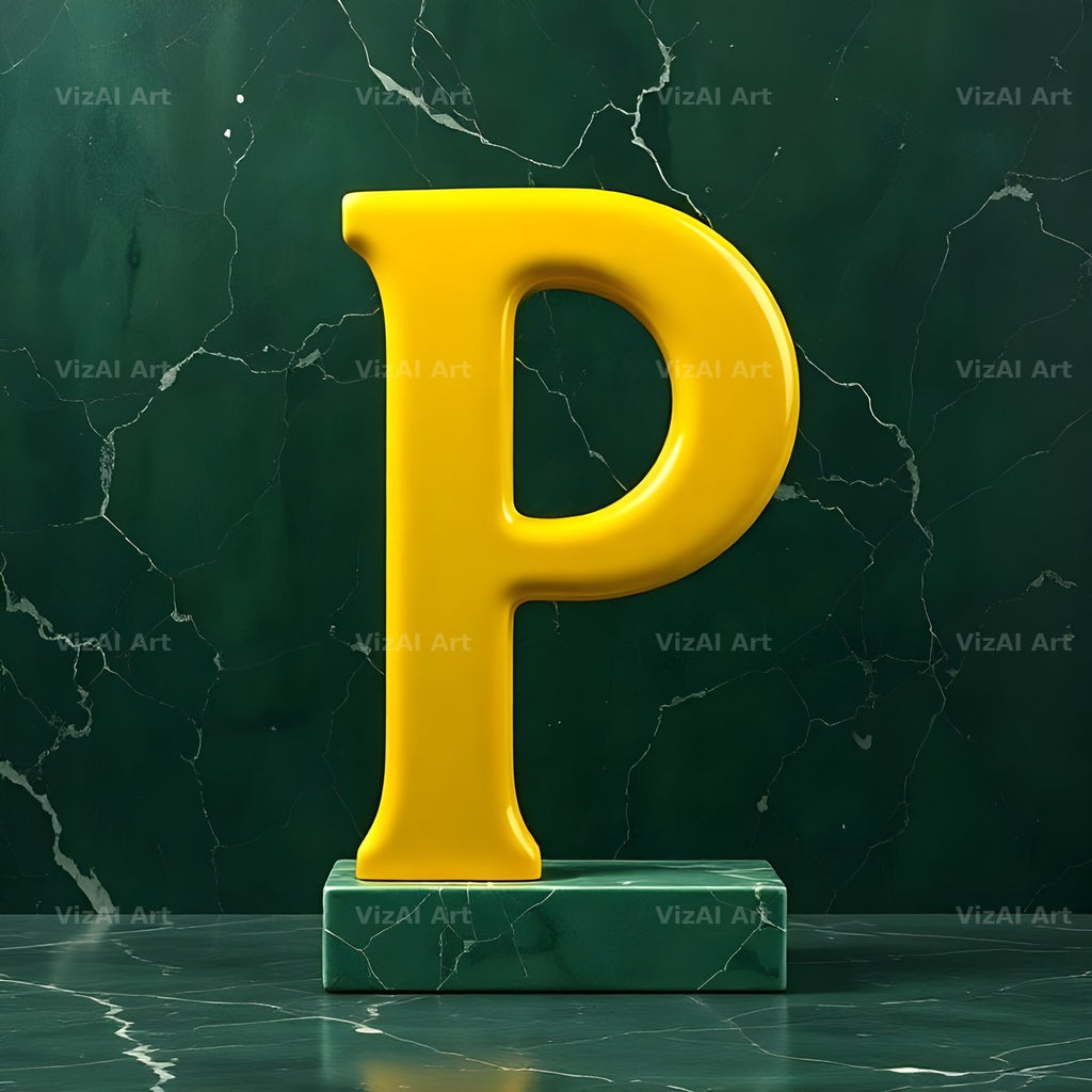 Gold Porcelain Marble alphabet letter P