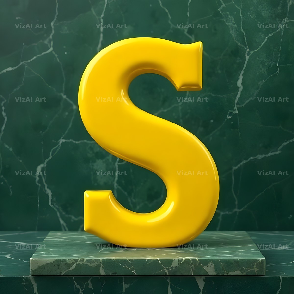 Gold Porcelain Marble alphabet letter S