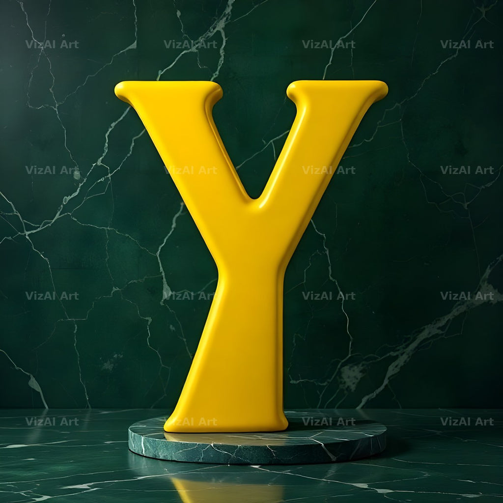 Gold Porcelain Marble alphabet letter Y