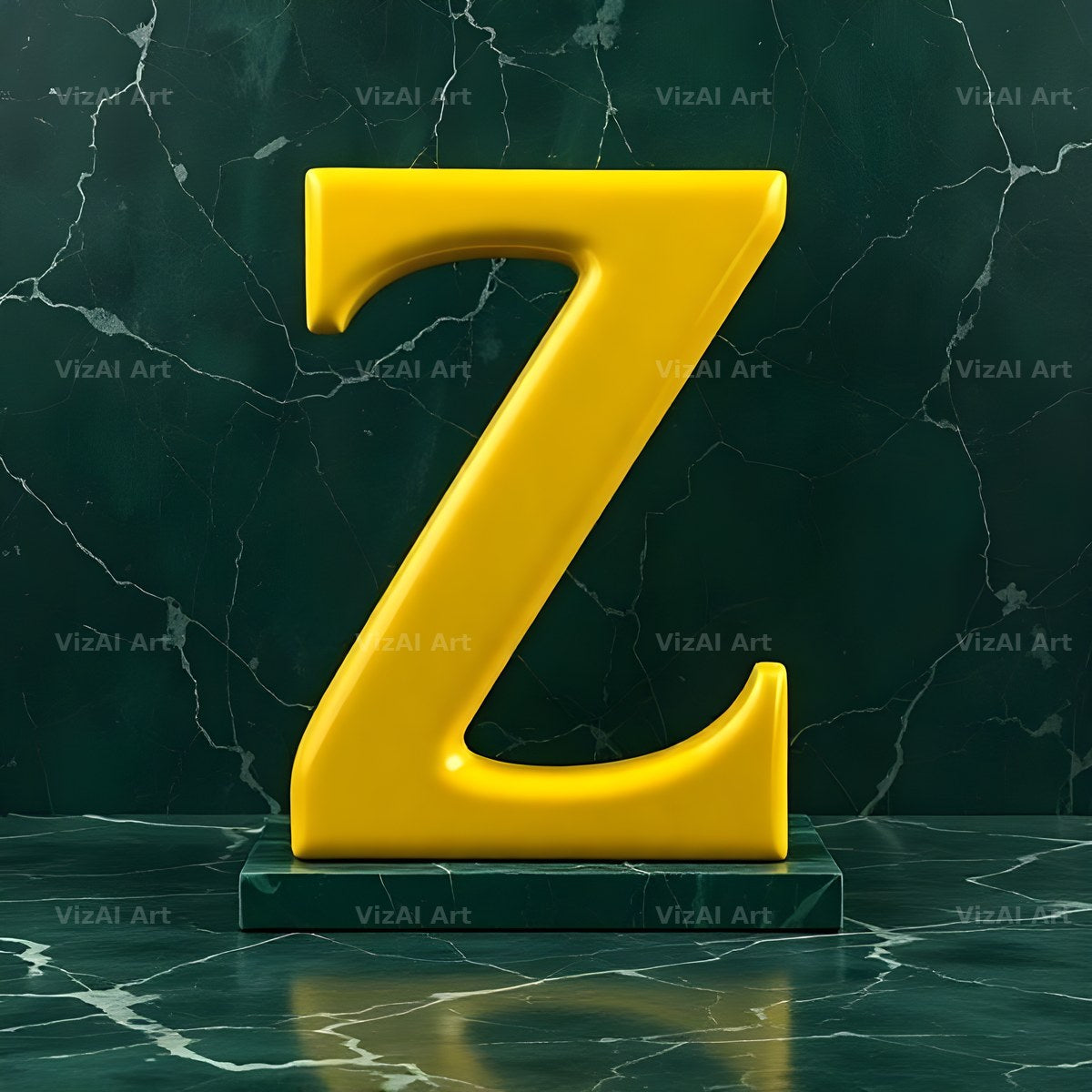 Gold Porcelain Marble alphabet letter Z