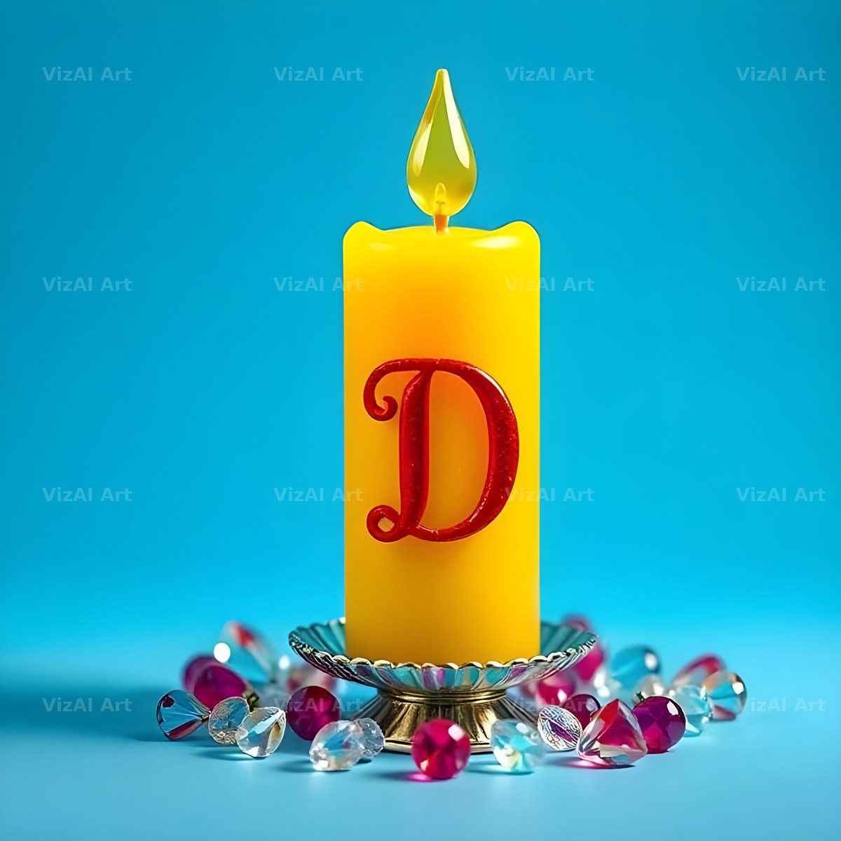 Golden Candle Glow alphabet letter D