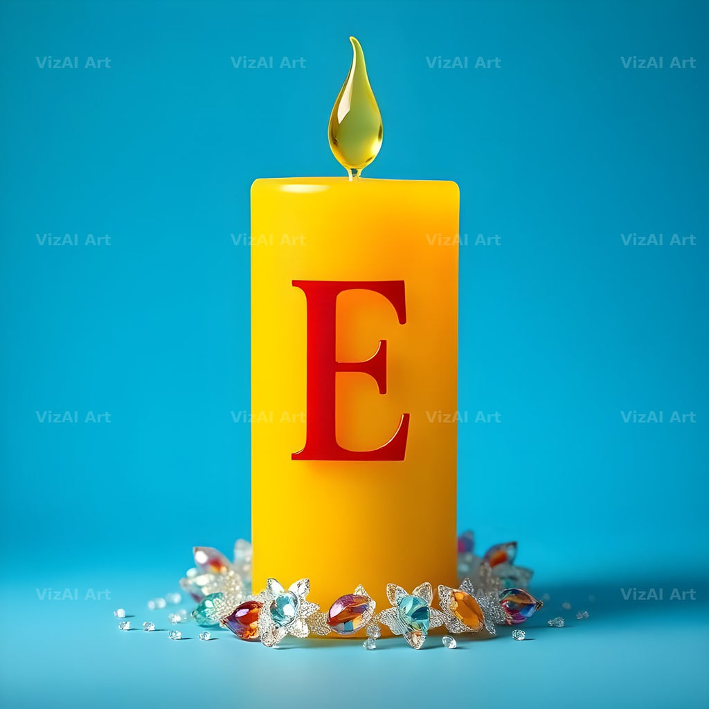 Golden Candle Glow alphabet letter E