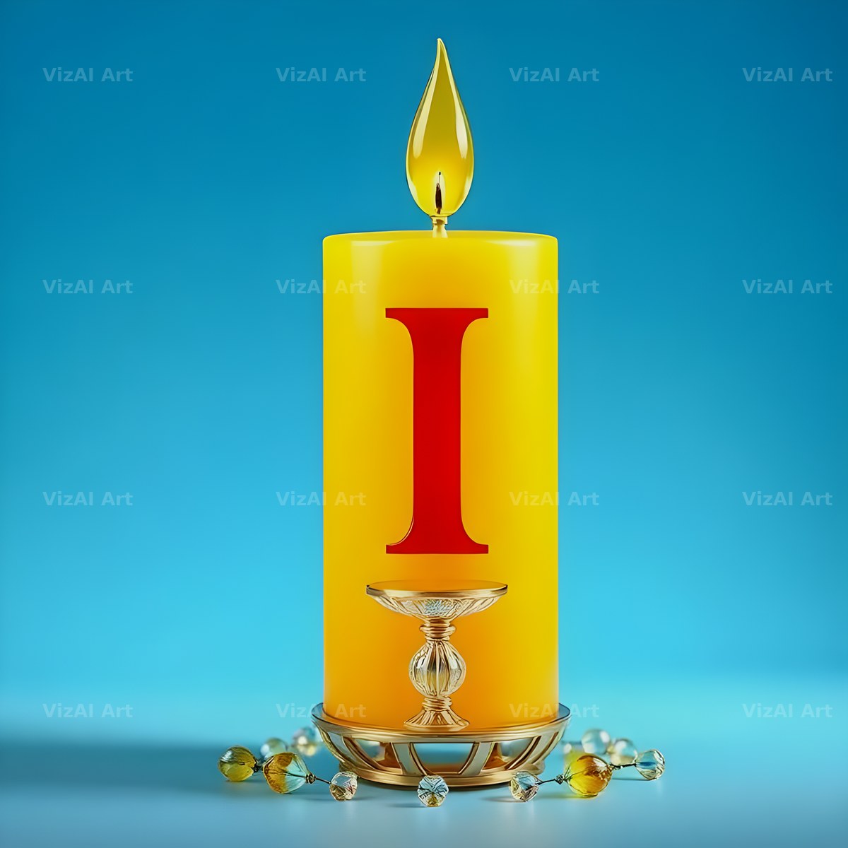 Golden Candle Glow alphabet letter I