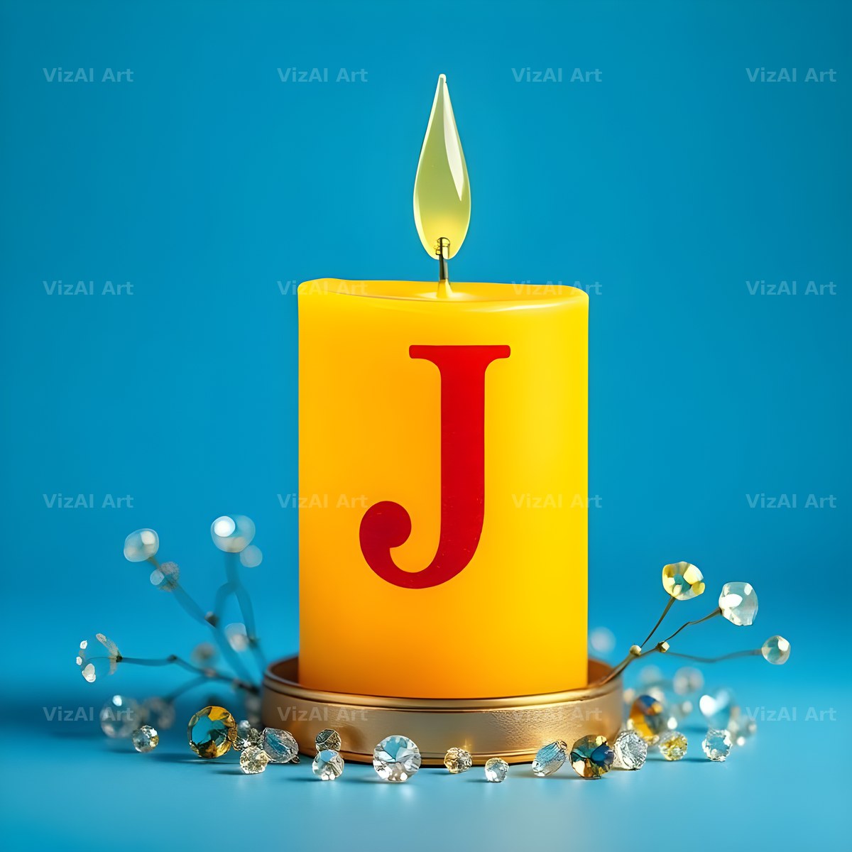 Golden Candle Glow alphabet letter J