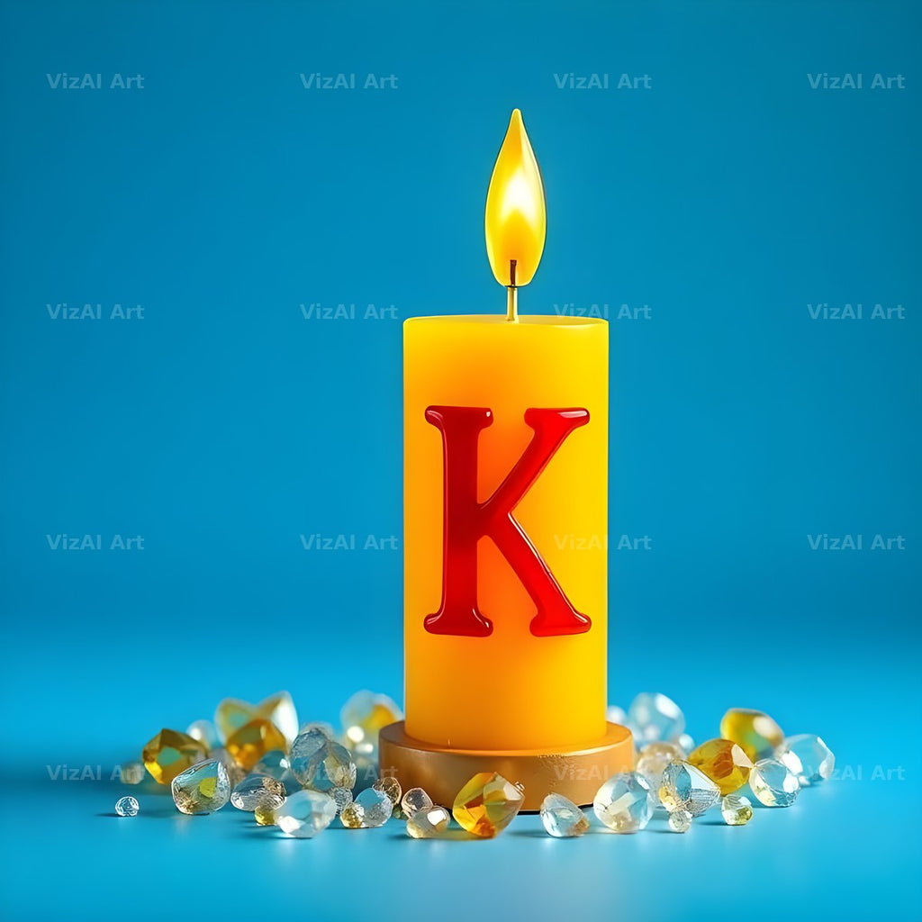 Golden Candle Glow alphabet letter K