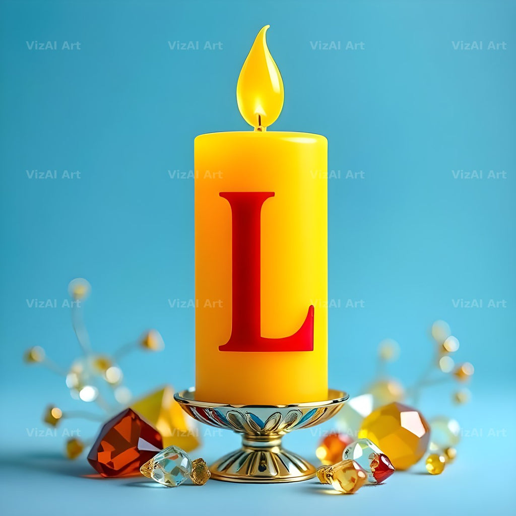 Golden Candle Glow alphabet letter L