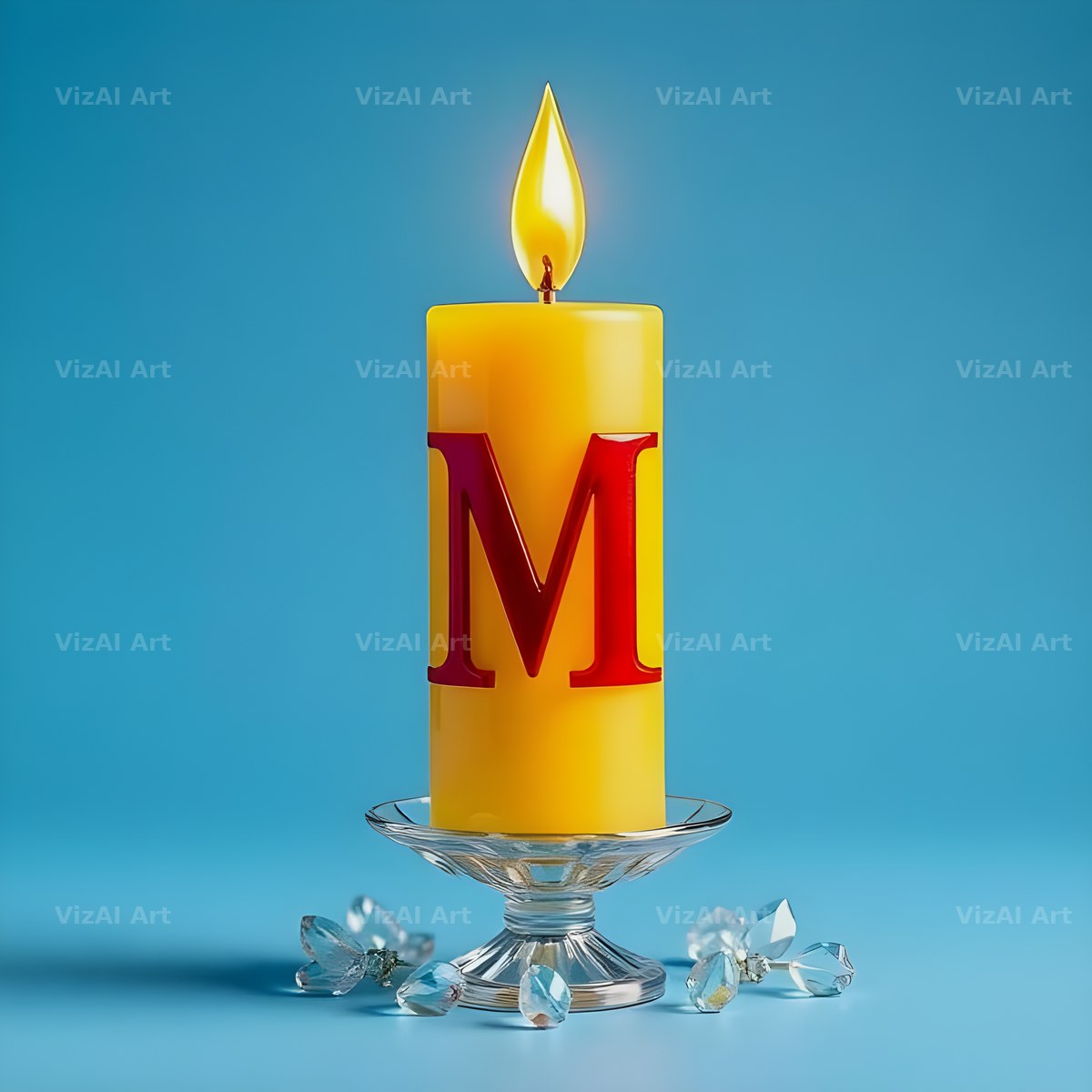 Golden Candle Glow alphabet letter M