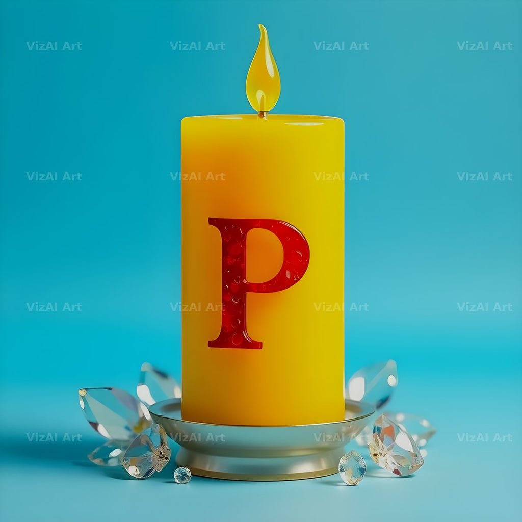 Golden Candle Glow alphabet letter P