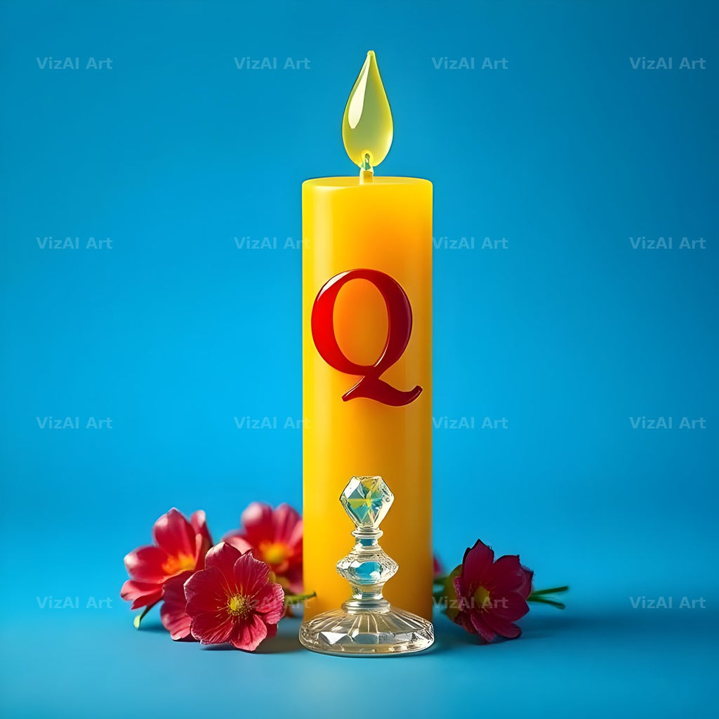 Golden Candle Glow alphabet letter Q