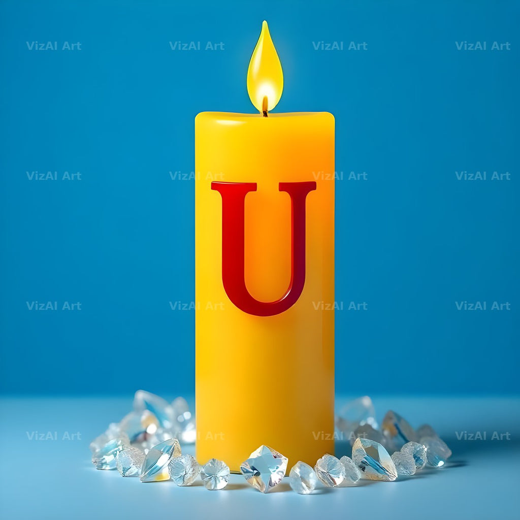 Golden Candle Glow alphabet letter U