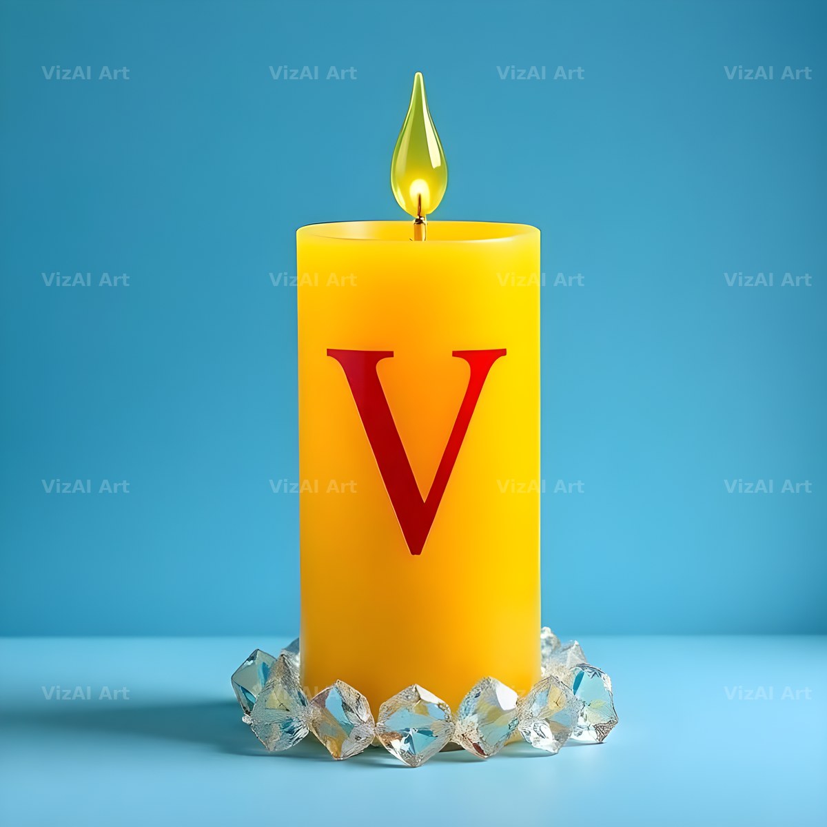 Golden Candle Glow alphabet letter V