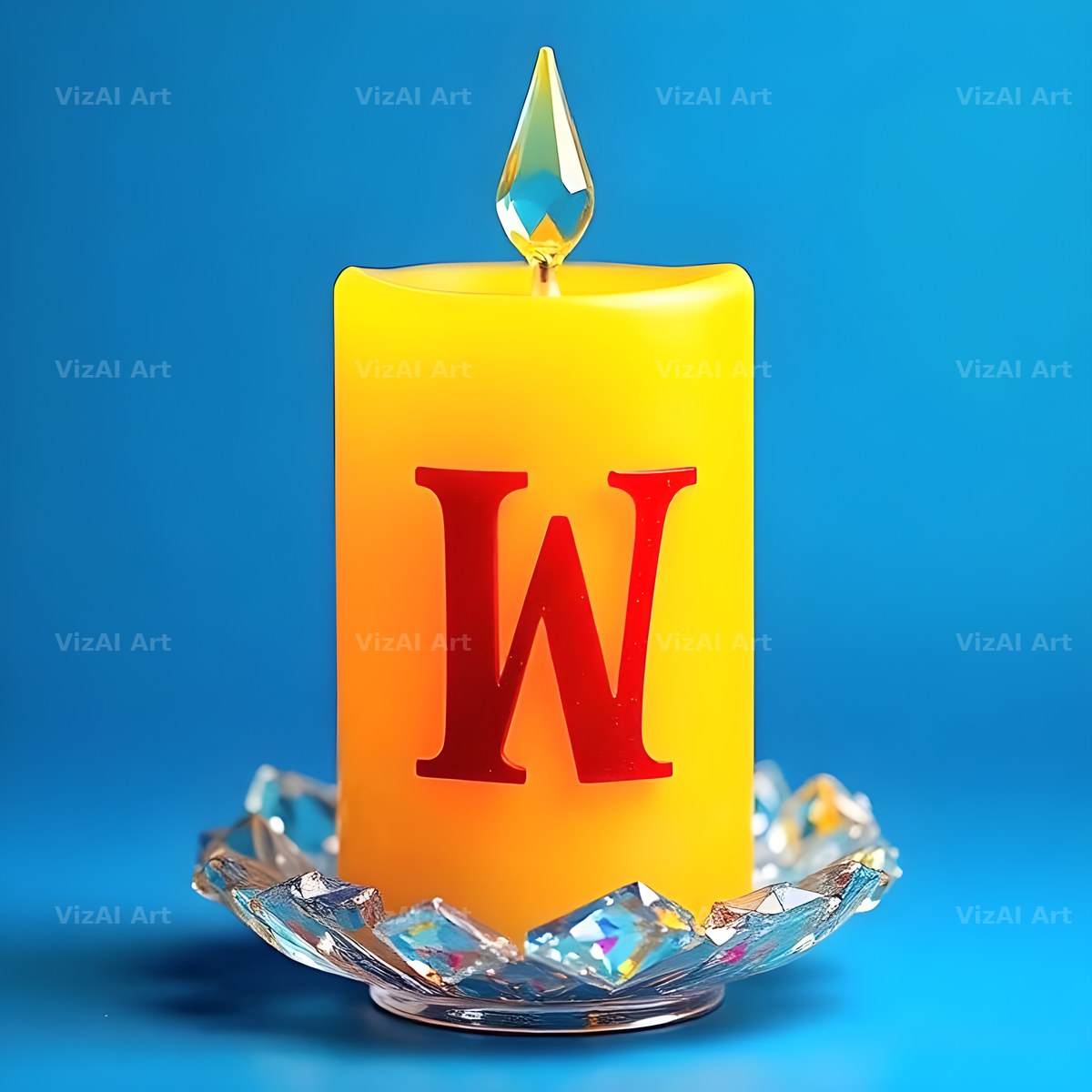 Golden Candle Glow alphabet letter W
