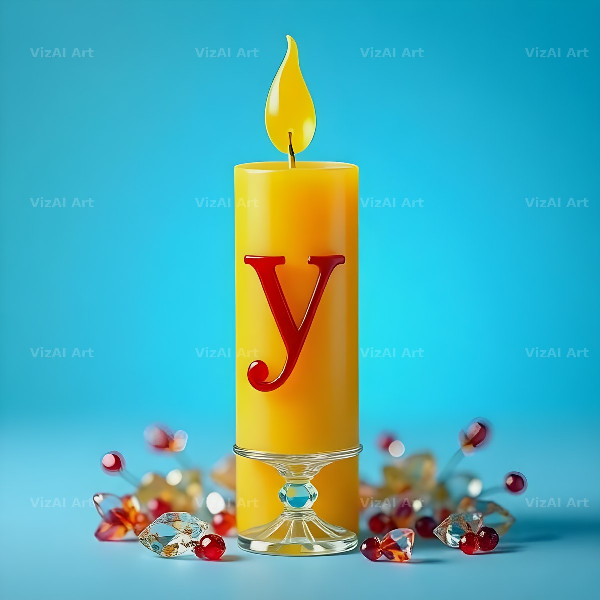 Golden Candle Glow alphabet letter Y