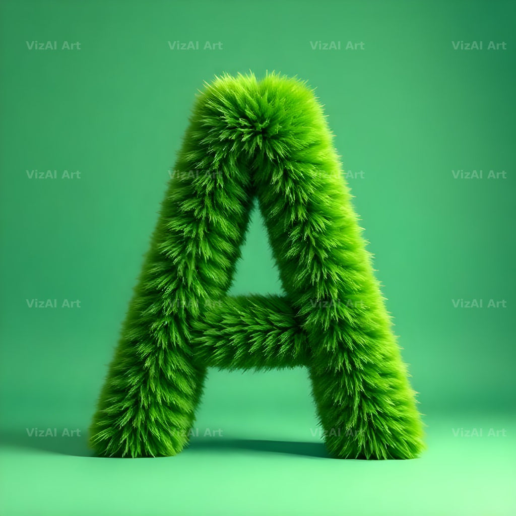 Green Plush Fur alphabet letter A