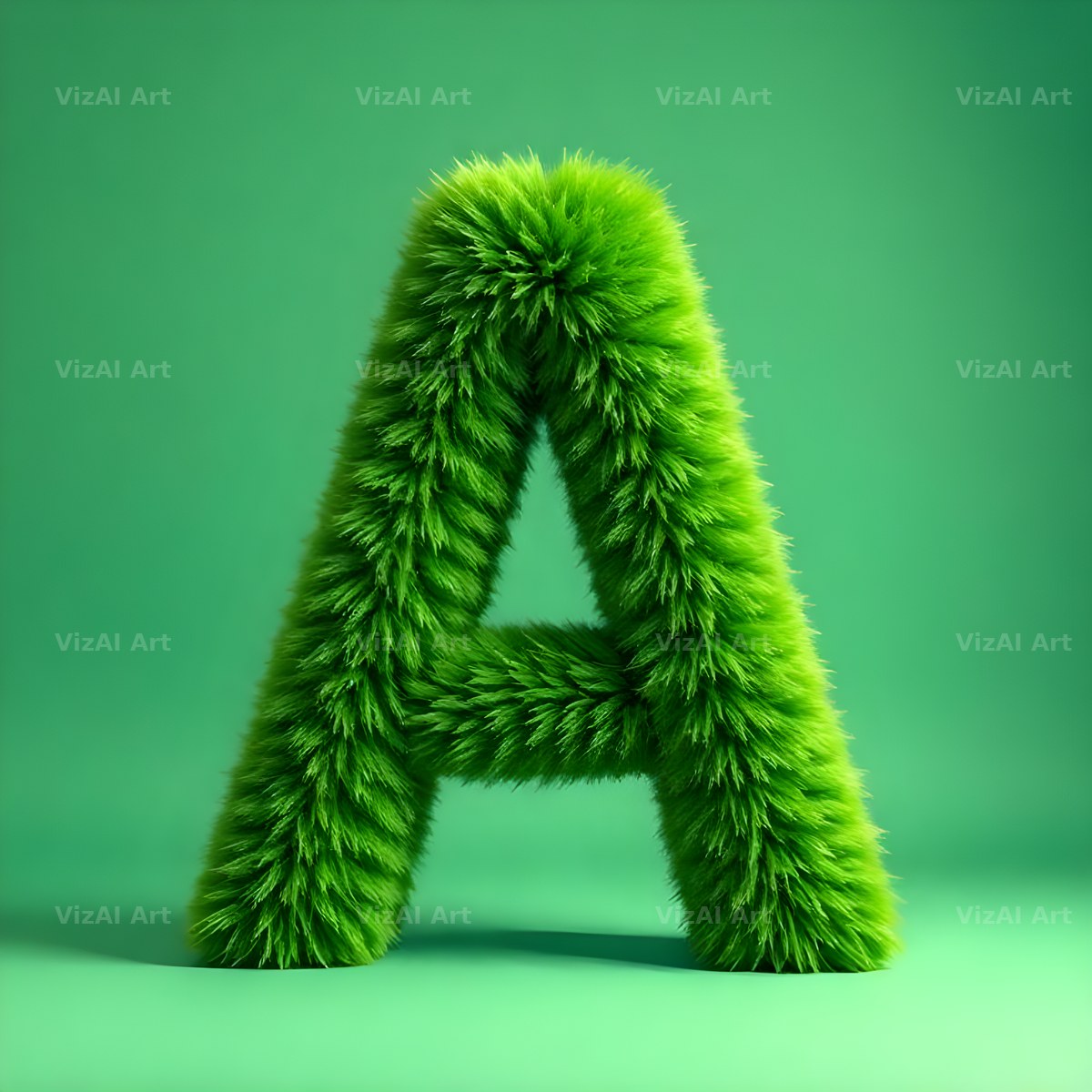 Green Plush Fur alphabet letter A