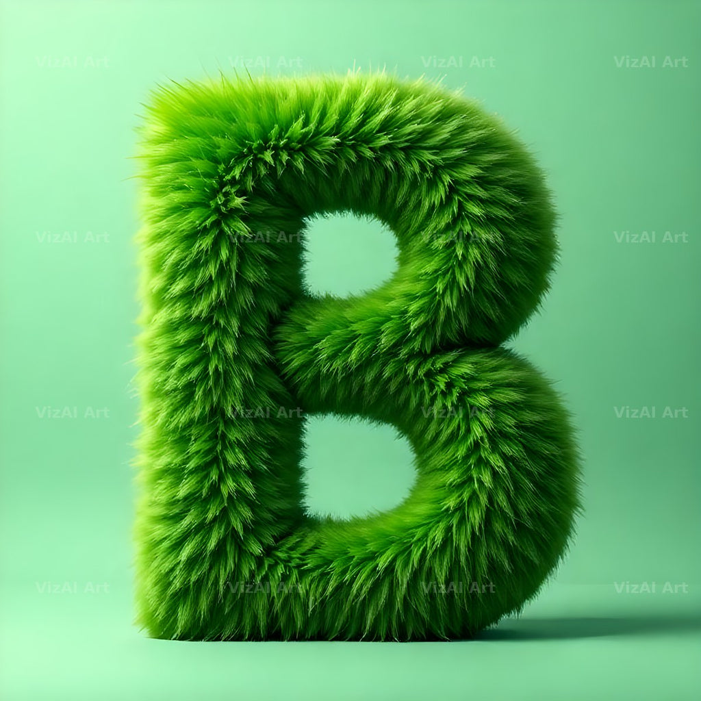 Green Plush Fur alphabet letter B
