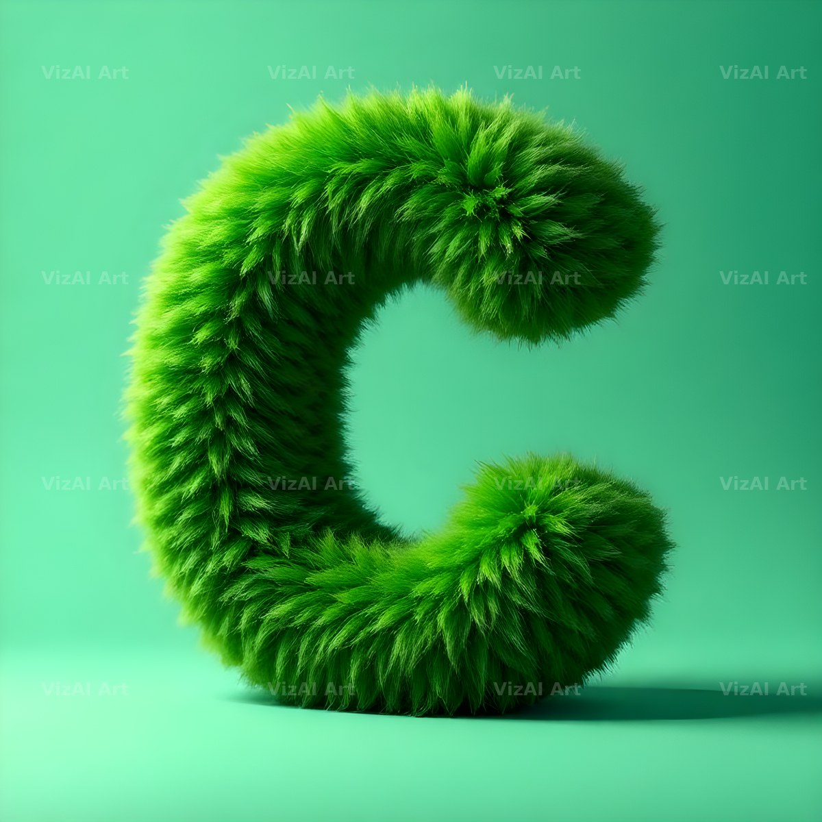 Green Plush Fur alphabet letter C