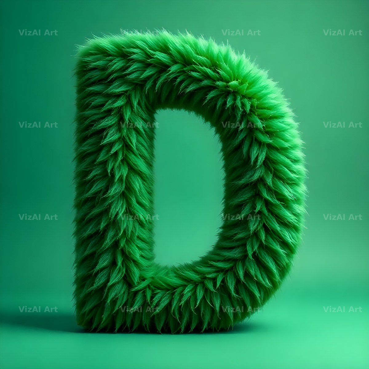 Green Plush Fur alphabet letter D