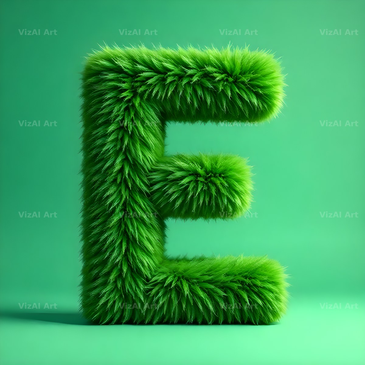 Green Plush Fur alphabet letter E