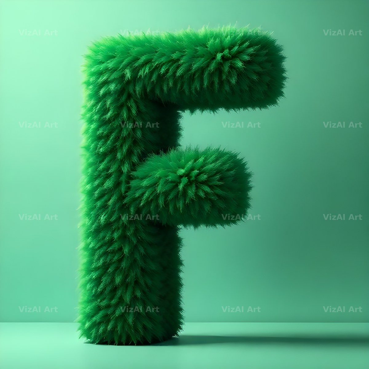 Green Plush Fur alphabet letter F
