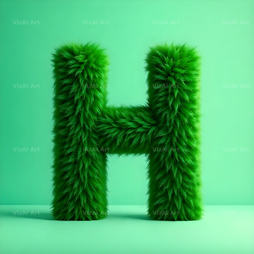 Green Plush Fur alphabet letter H