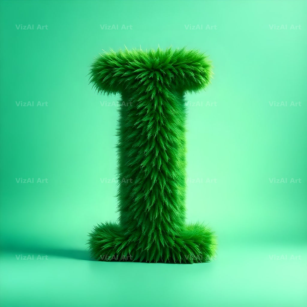 Green Plush Fur alphabet letter I