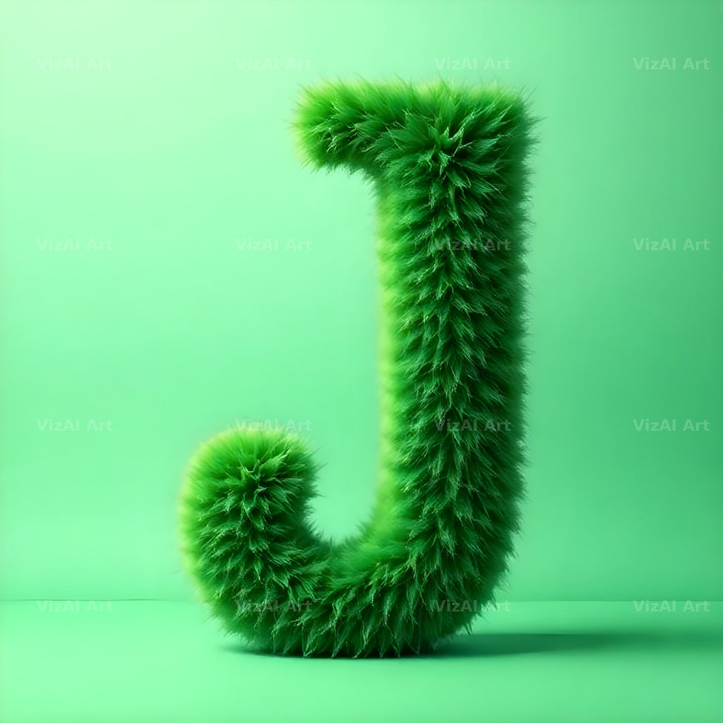Green Plush Fur alphabet letter J