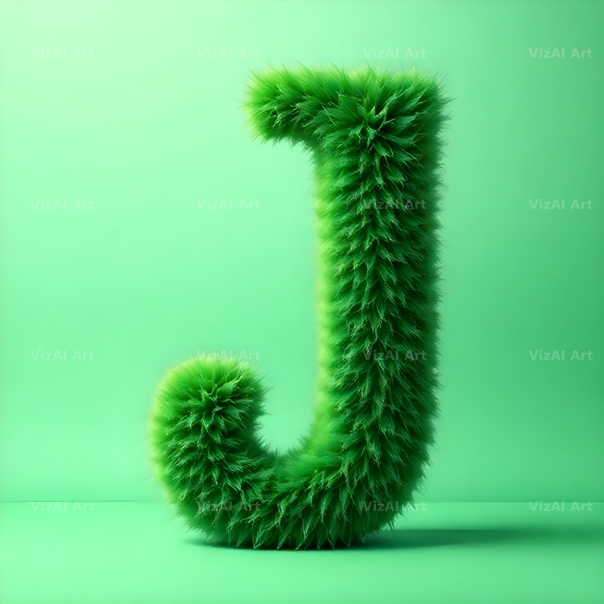 Green Plush Fur alphabet letter J