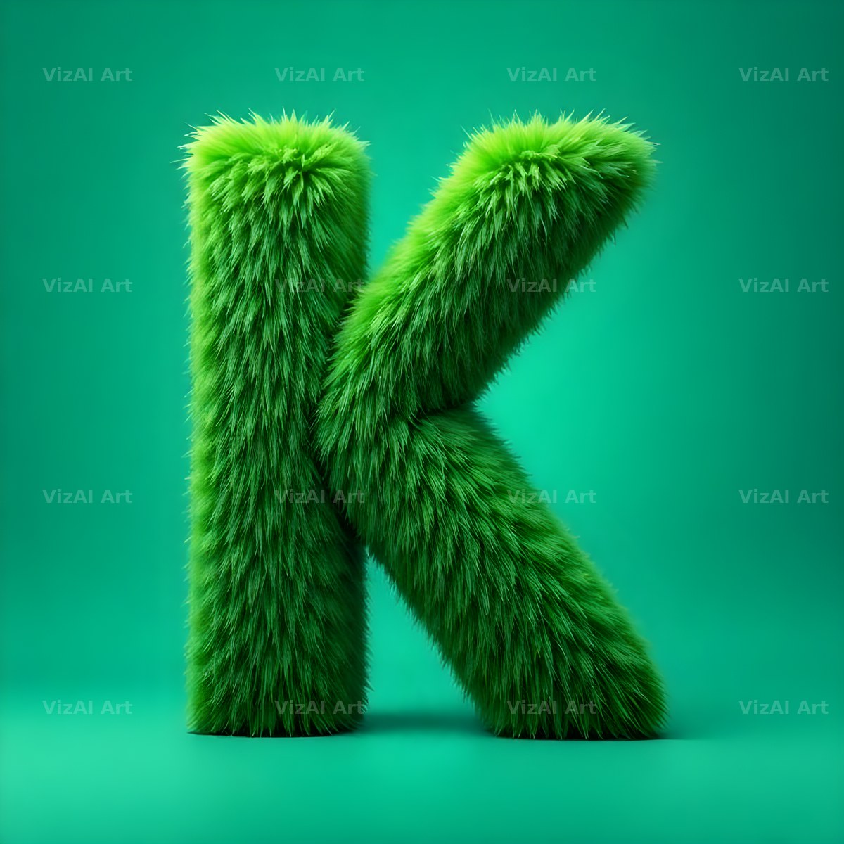 Green Plush Fur alphabet letter K