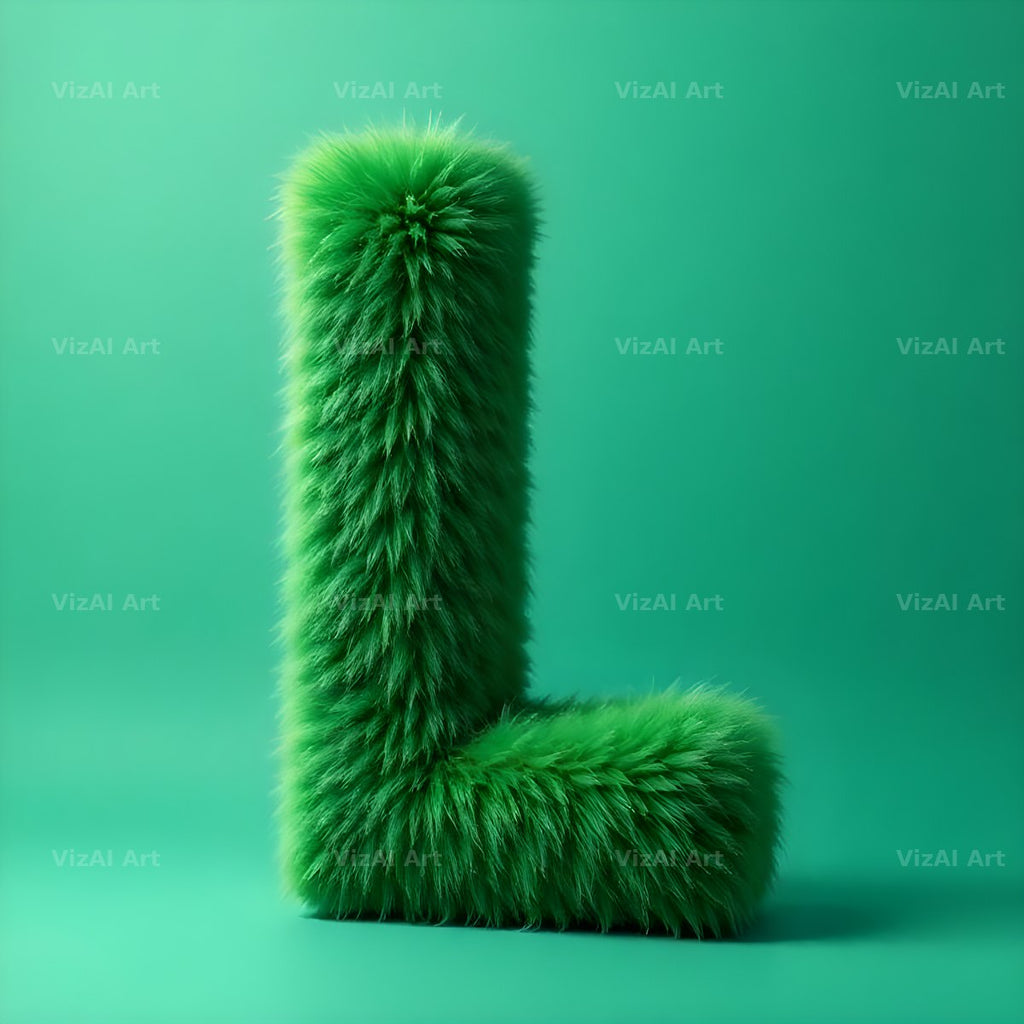 Green Plush Fur alphabet letter L