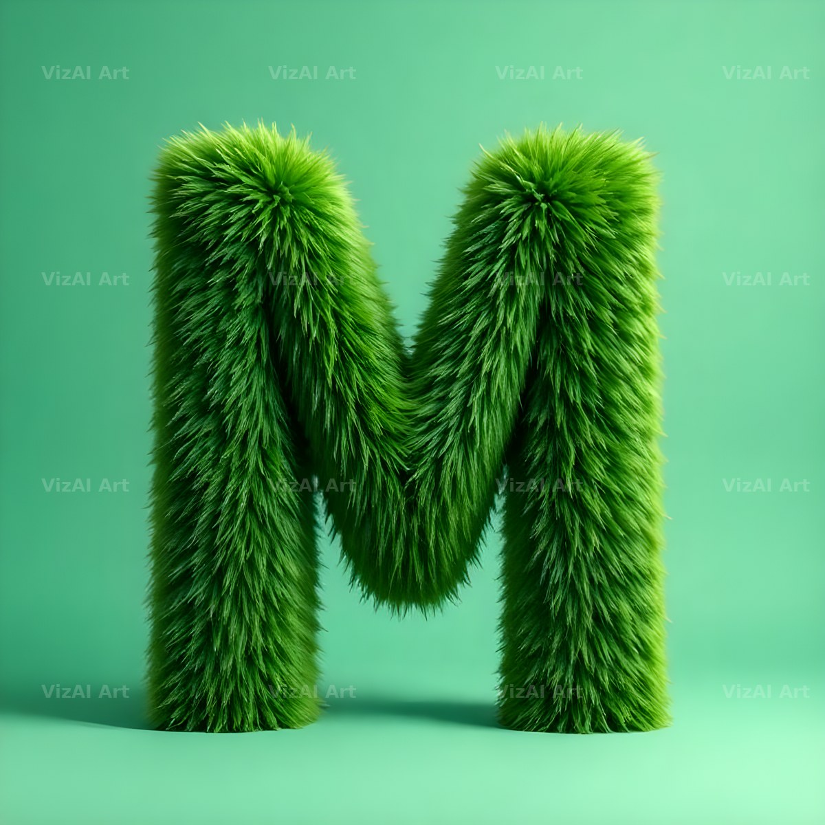 Green Plush Fur alphabet letter M