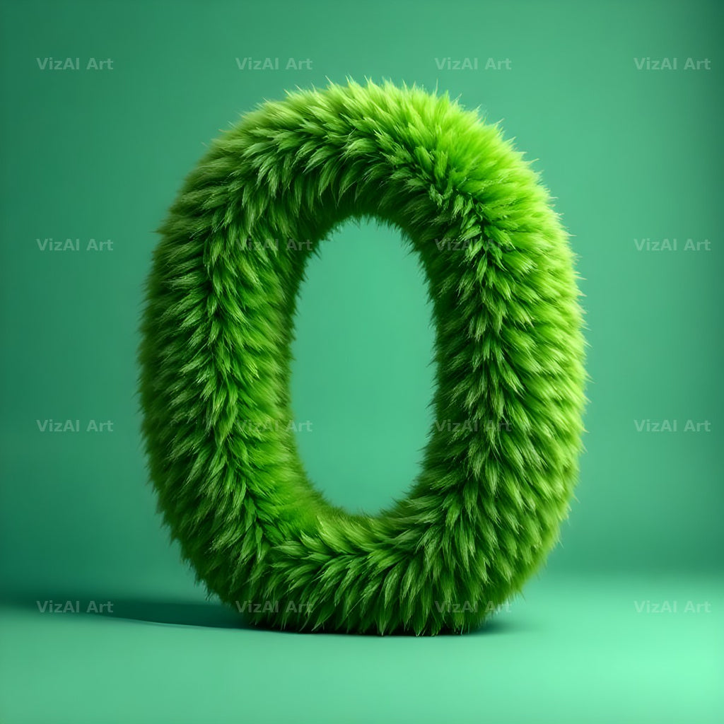 Green Plush Fur alphabet letter O