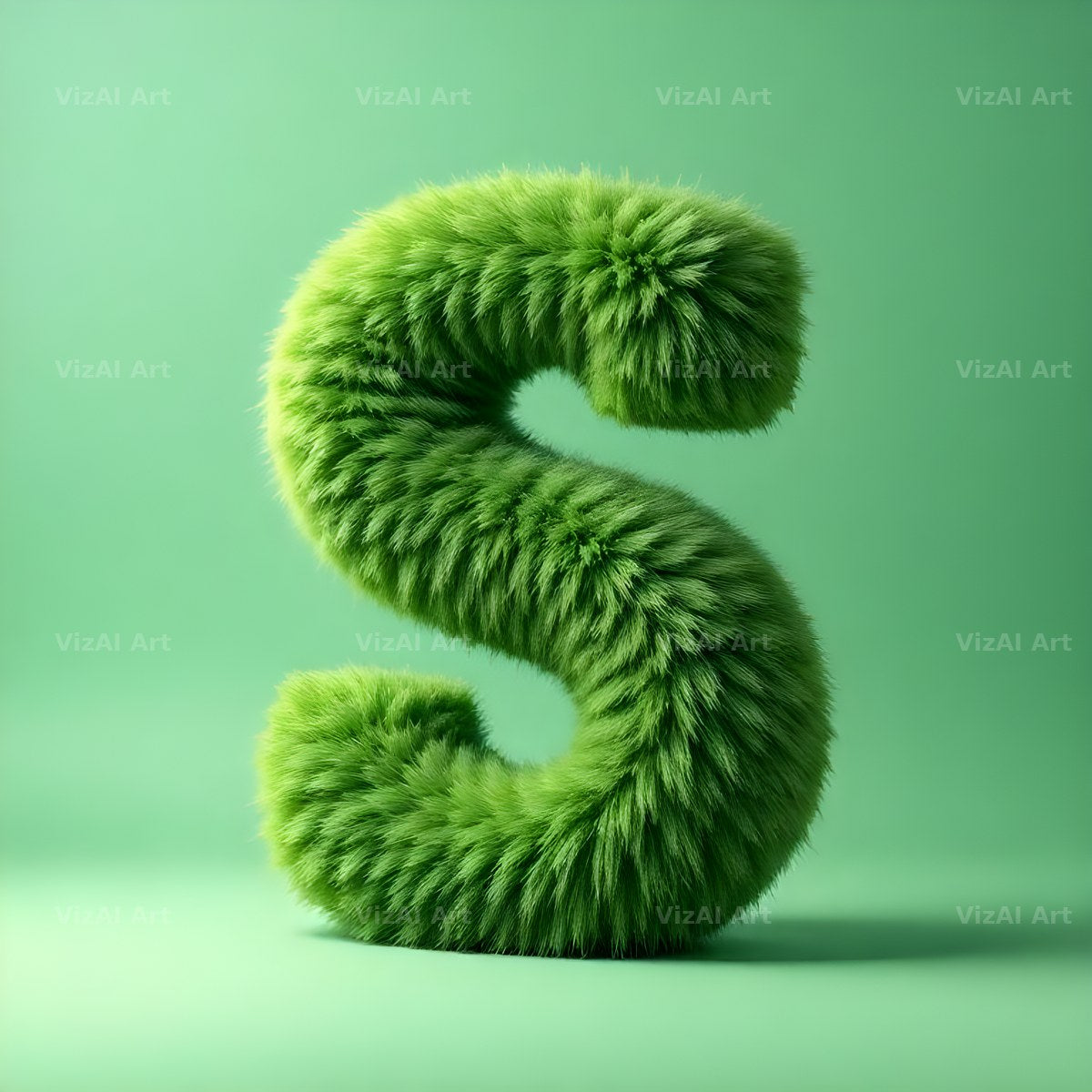 Green Plush Fur alphabet letter S