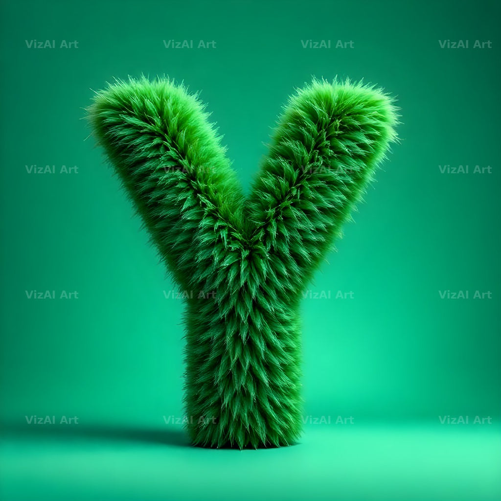 Green Plush Fur alphabet letter Y