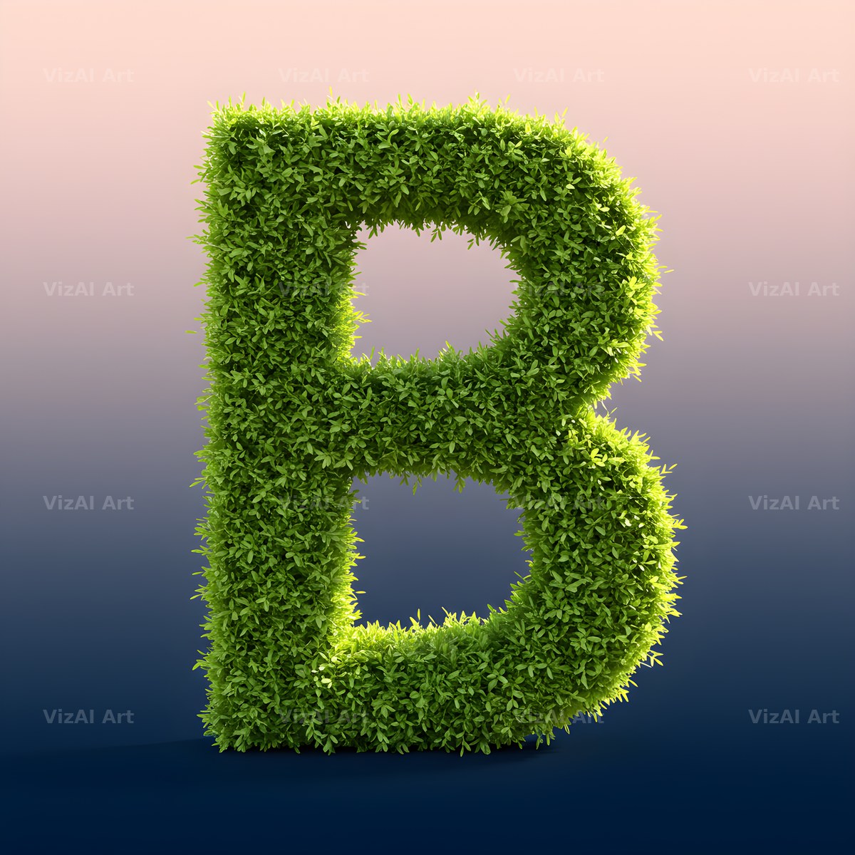 Green Hedge Leaf alphabet letter B