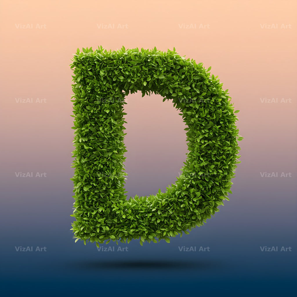 Green Hedge Leaf alphabet letter D